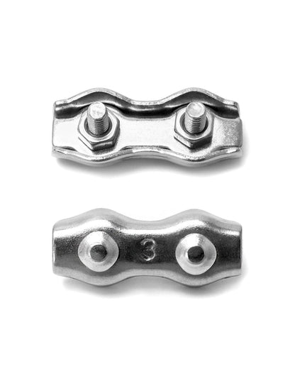 QWORK Cable Clamp, 50 Pcs M3 Stainless Steel Duplex 2 Post Wire Rope Clamps for 1/16" - 1/8" Diameter Wire Rope