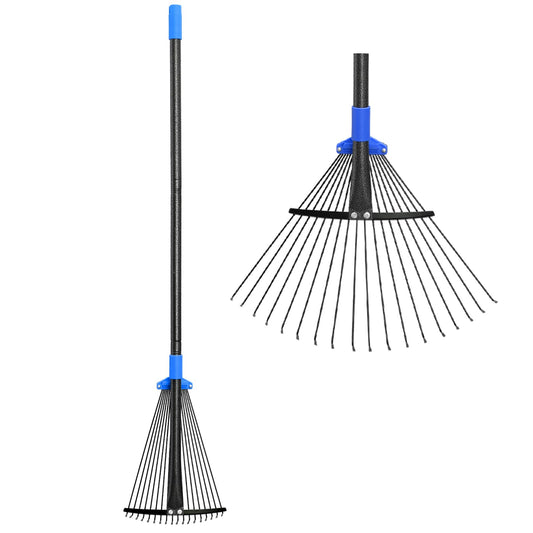 Rake for Leaves, 5ft Adjustable Metal Garden Leaf Rake with Expandable Head 7-16", Small Cllapsible Rakes for Lawns Gardening Camping Heavy Duty