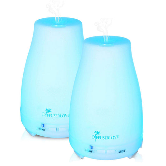 Diffuserlove 2 Pack 200ml Essential Oil Diffuser Ultrasonic Aromatherapy Diffuser Cool Mist Humidifiers and Waterless Auto Shut-Off for Home Office Bedroom