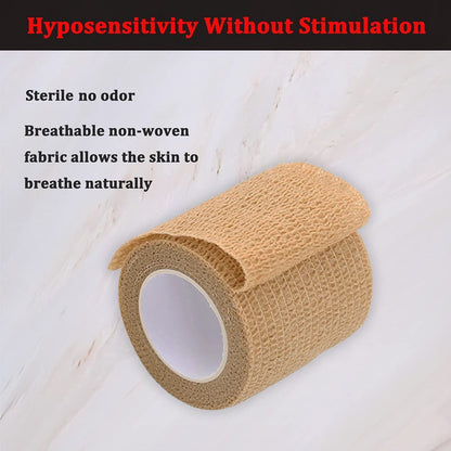 24 Pack Brown Breathable Self Adhesive Bandage Wrap 2 Inch, Multi-Purpose Non-Woven Cohesive Wrap - Vet Wrap | Athletic Tape, Ankle Sprains, Swelling, Pets