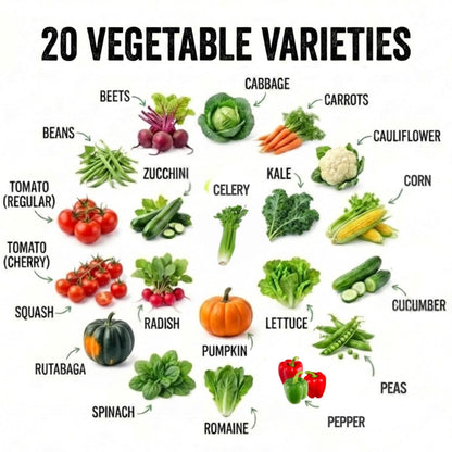Heirloom Seeds Canada – 20 Vegetable Seeds for Planting Canada – Premium Garden Seeds by Oh Canada Seeds – Ideal for Short Growing Season, Survival Food, Graines Légumes Jardin