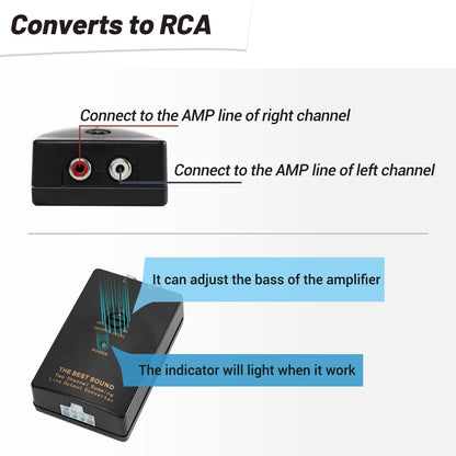 NuIth Car Audio Speaker Wire to RCA Line Output Converter, 2-Channel High to Low RCA Converter for Adding Amplifier Subwoofer to Stock Stereo