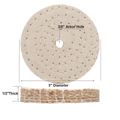 SCOTTCHEN 3" Buffing Polishing Wheels Soft(30Ply)/ Fine(50Ply)/ Medium(36Ply)/ Coarse 1/2" Thick/Rough 1/2" Thick 3/8" Arbor Hole with 2sets 1/4" Shank for Drill - 5Pack