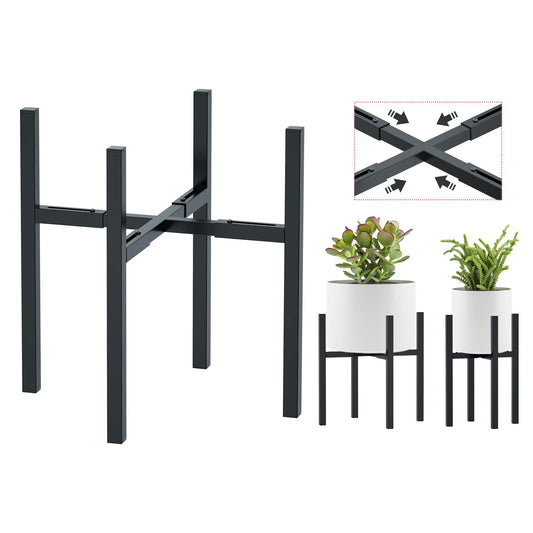 Adjustable Metal Plant Stand Outdoor & Indoor Fits for 8-14 inches Plant Pot Stand Mid Century Modern Planter Pot Holder Corner Plant Stands (black-1)