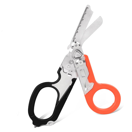 TOWOT Trauma Shears - 6 in 1 Emergency Response Shears with Strap Cutter and Glass Breaker, Stainless Steel Foldable Scissors Pliers