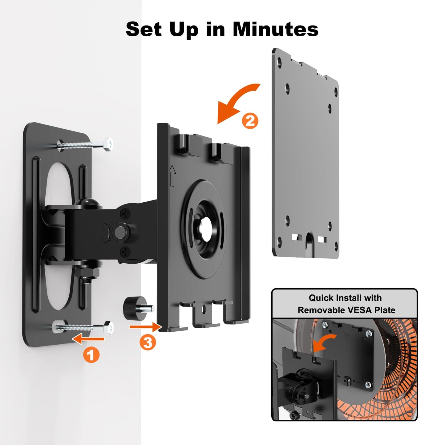 PUTORSEN Monitor Wall Mount for 17–49 Inch Ultrawide Screens,Heavy Duty Monitor arm up to 44 lbs with Swivel,Tilt & Rotation,VESA 75x75 & 100x100,Black
