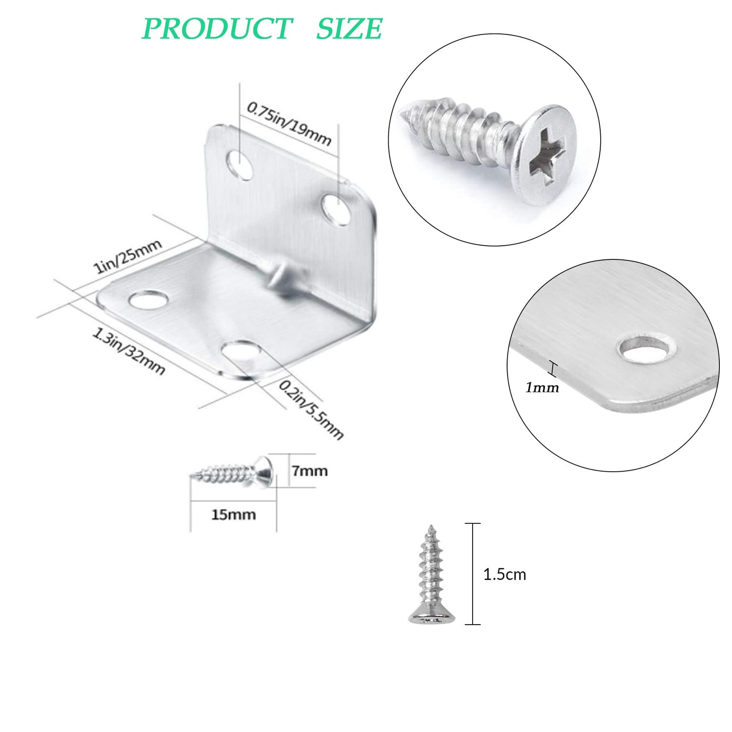 CZAYEFNH 30PCS Corner Brackets for Wood, Right Angle Bracket with Screws L Shaped Stainless Steel Corner Brackets 90 Degree Brackets Metal for Furniture Shelf Fence Fixing