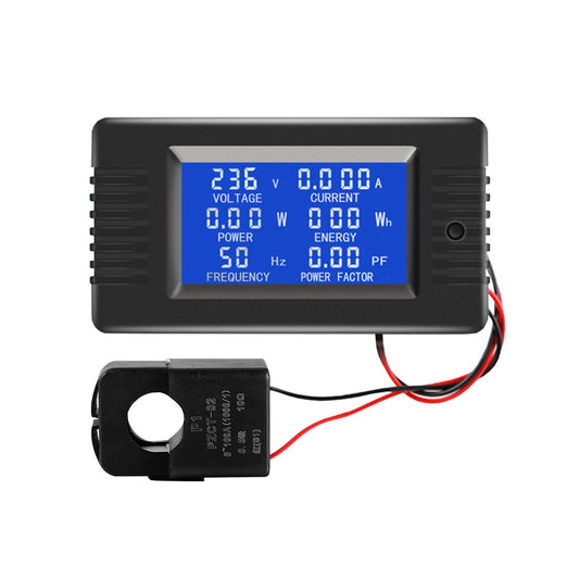 AC Current Voltage Amperage Power Energy Panel Meter LCD Digital Display Ammeter Voltmeter Multimeter with Split Core Current Transformer CT AC 80-260V 100A (AC 100A Meter(Split Core Transformer))
