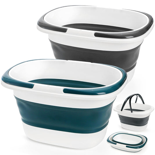 Coloch 2 Pack 16L/4.2 Gallon Collapsible Plastic Bucket, Foldable Laundry Basket with Handle, Portable Water Pail Space-Saving Mop Bucket for House Cleaning, Fishing, Camping, Car Washing Supplies