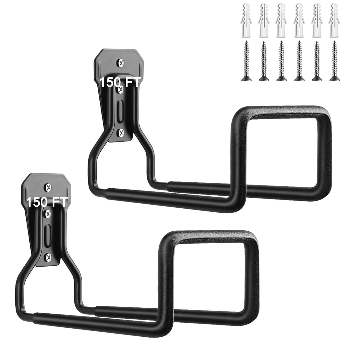 Garden Hose Holder, Metal Heavy Duty Water Hose Holder Wall Mount,Garden Hose Hanger, Durable Hose Hook Up to 150 Feet for Water Hose,Extension Cords for Outside Yard,Garage （2 Pcs