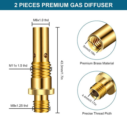 SUNJOYCO 28 PCS Flux Core Gasless Nozzle Tips Kit, KP1939-1 MIG Welder Tips, 0.030" 0.035" Welding Tip Nozzle Diffuser, MIG Welder Parts Compatible with Lincoln Magnum 100L Weld-Pak