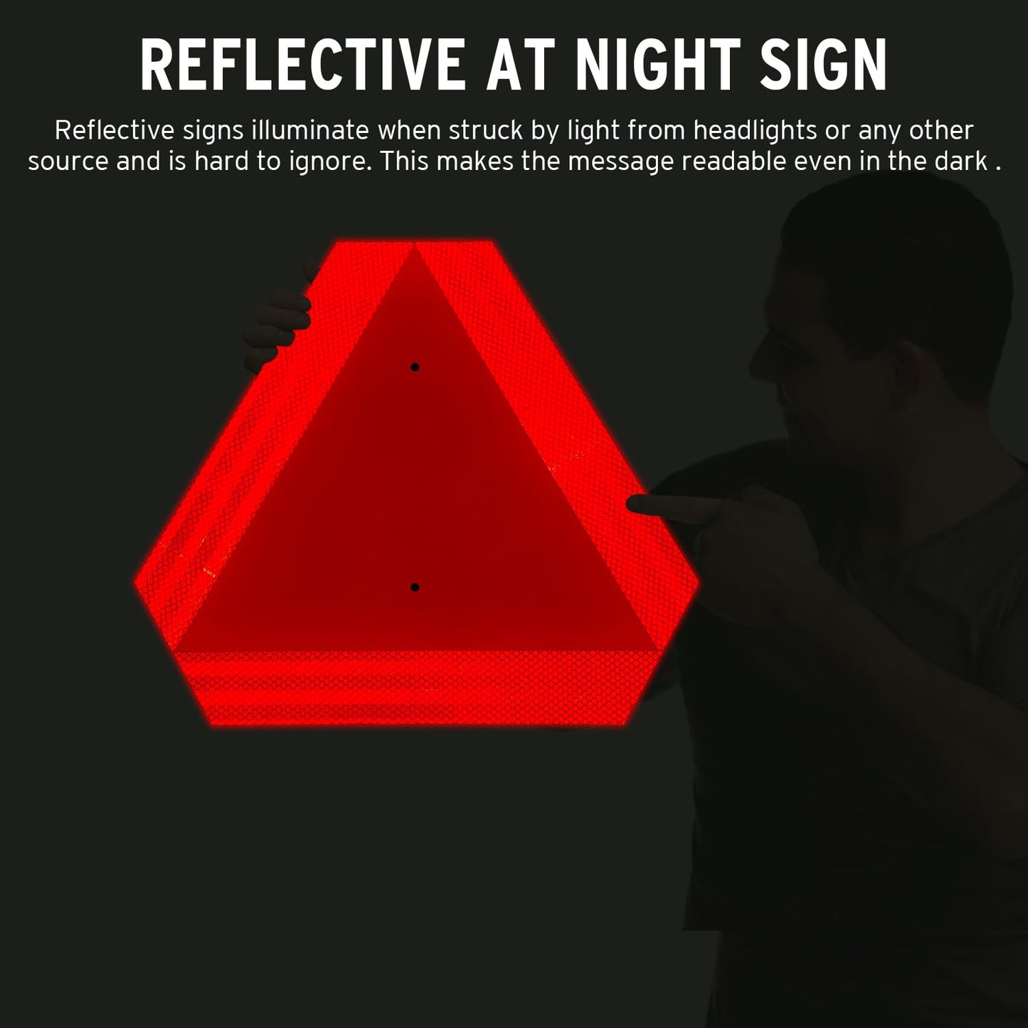 Faittoo Slow Moving Vehicle Sign, 2-Pack 14"x16" Reflective Triangle Sign, Engineering Grade Aluminum, Weather & Fade Resistant for Golf Carts, Farm Equipment Safety