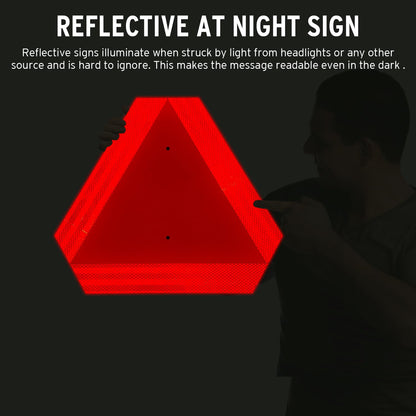 Faittoo Slow Moving Vehicle Sign, 2-Pack 14"x16" Reflective Triangle Sign, Engineering Grade Aluminum, Weather & Fade Resistant for Golf Carts, Farm Equipment Safety