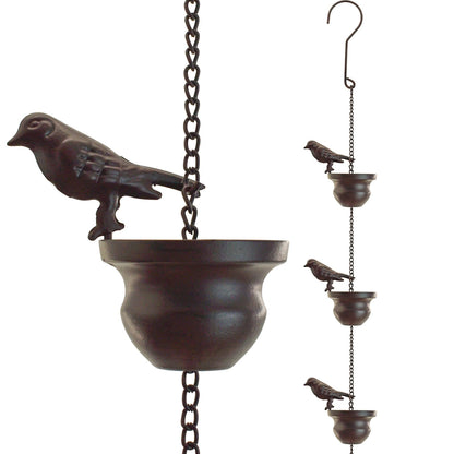 MrMrKura 8 FT Rain Chains for Gutters Birds Rain Chain Gutter Adapter Rain Chimes for Outside, Metal Rain Catcher Gutter Chain Downspout for Heavy Rain