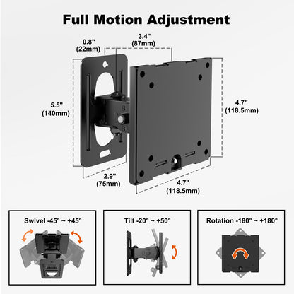 PUTORSEN Monitor Wall Mount for 17–49 Inch Ultrawide Screens,Heavy Duty Monitor arm up to 44 lbs with Swivel,Tilt & Rotation,VESA 75x75 & 100x100,Black