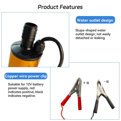 AeKeatDa DC 12V 80W Water Pump Submersible Electric Diesel Pump,8A Water Oil Diesel Fuel Transfer Fluid Pump