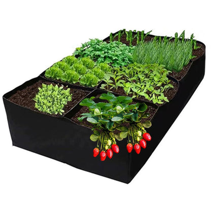 Fabric Raised Garden Bed, Wanfoou 6 Grids Plant Grow Bags, Breathable Planting Container Grow Bag, Garden Bag for Growing Vegetables Potatoes Flowers Herbs, Rectangle Planting Container Bags