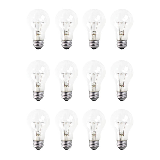 Xtricity A19 Clear Incandescent Rough Service Light Bulb, 60 Watt, 2700K Soft White, E26 Medium Base, 560 Lumens, 130V,12 Count (Pack of 1)