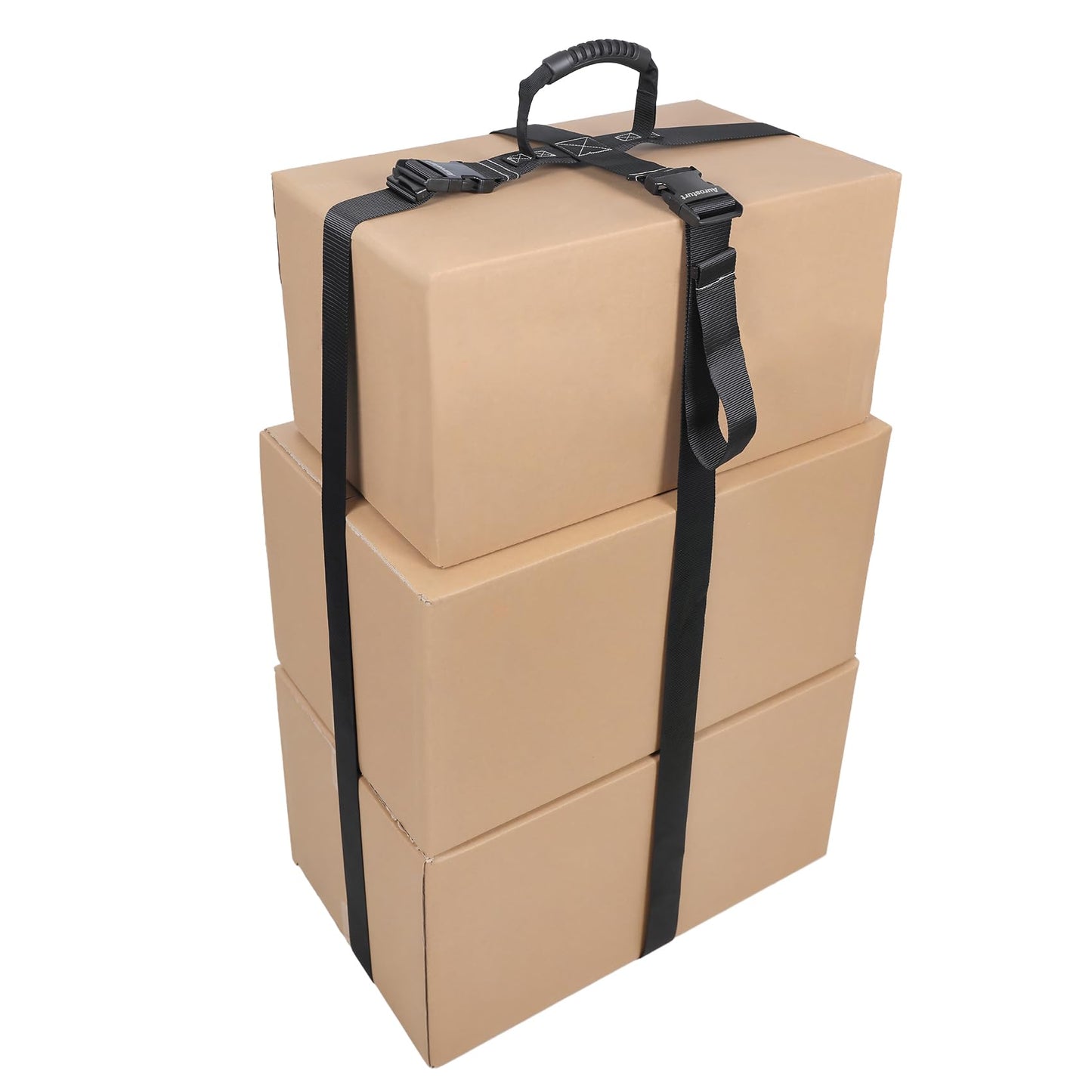 Aurosturt Box Carrying Strap with Handle Adjustable Straps for Battery Box Handheld Belt Carry Straps for Safely Moving and Lifting Heavy Boxes (Black, 118.1 Inch-Plastic Buckle)