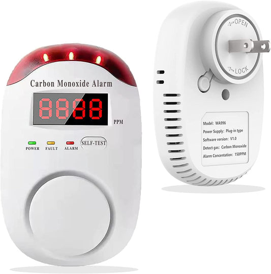 DYWL SECURITY Carbon Monoxide Detector,Carbon Monoxide Detector Plug in wall,LED Audible/Visual Alarm(Deaf-accessible), Digital Screen, Plug-and-Play – 1 pc