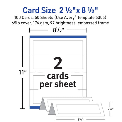 Embossed Tent Cards with Sure Feed, Laser/Inkjet, White,