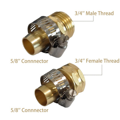 VASLON Solid Brass Garden Hose Repair Kit, 3/4" and 5/8" Hose End Repair Connector with Stainless Steel Clamps, Male and Female Hose Fittings, 4 Sets