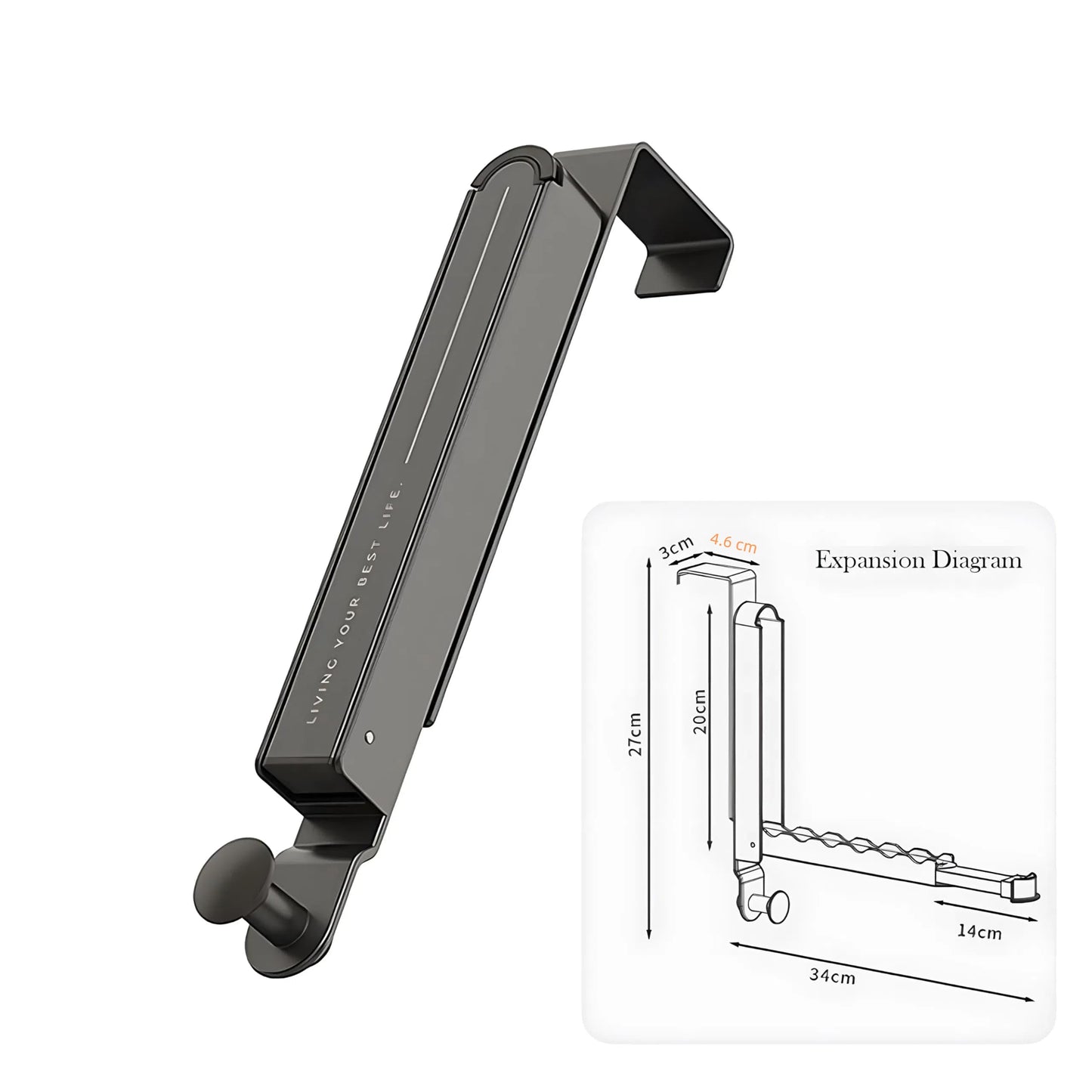 KLEVERISE 2 Pack Foldable Retractable Over The Door Drying Rack, Space Saving Behind Over Door Hooks for Hanging Clothes, Hats, Bags, Towels, Ideal for Travel and Easy to Carry (Gray)