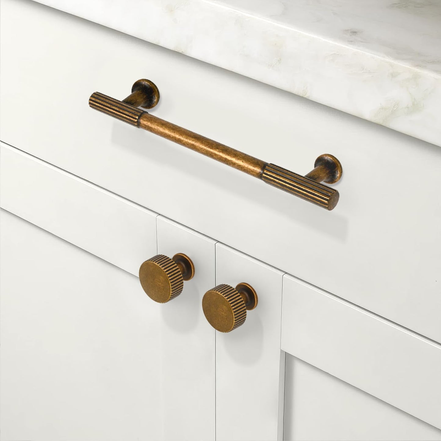 Talentedeco 10 Pack Antique Brass Kitchen Cabinet Knobs Cabinet Pulls Drawer Knobs Cabinet Hardware Zinc Knobs for Drawers