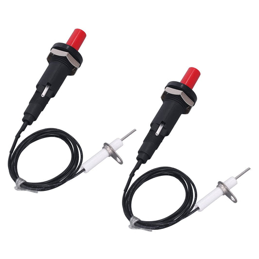 Push Button Piezo Igniter Piezo Spark Ignition 1 Out 2 Ignitor Electrode with 1 Meter Wire for Gas Stove Fireplace Oven Heater Barbecue Camping