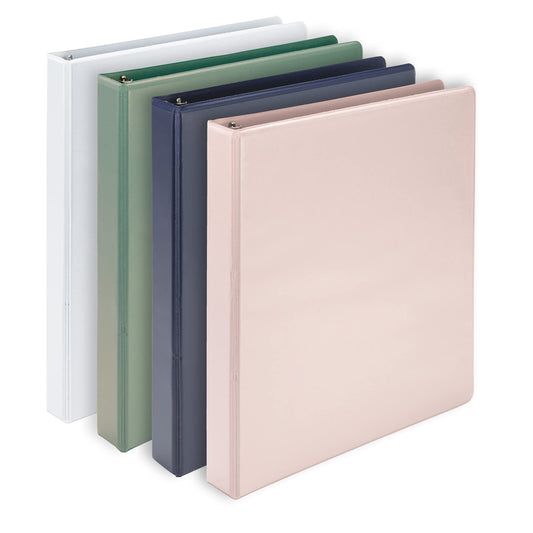 Samsill Plant-Based 1 Inch Durable D-Ring, Made in USA, View Binder, Eco-Friendly, USDA Certified Biobased, 4 Pack, Boho Assortment
