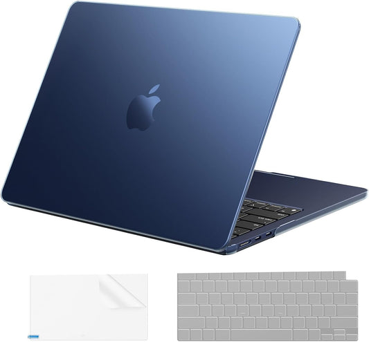 EooCoo Compatible with MacBook Air 15 inch Case 2026-2023 M5 A3448 M4 A3241 M3 A3114 M2 A2941 Liquid Retina Display, Protective Hard Shell Case + Keyboard Cover + Screen Protector, Midnght Blue