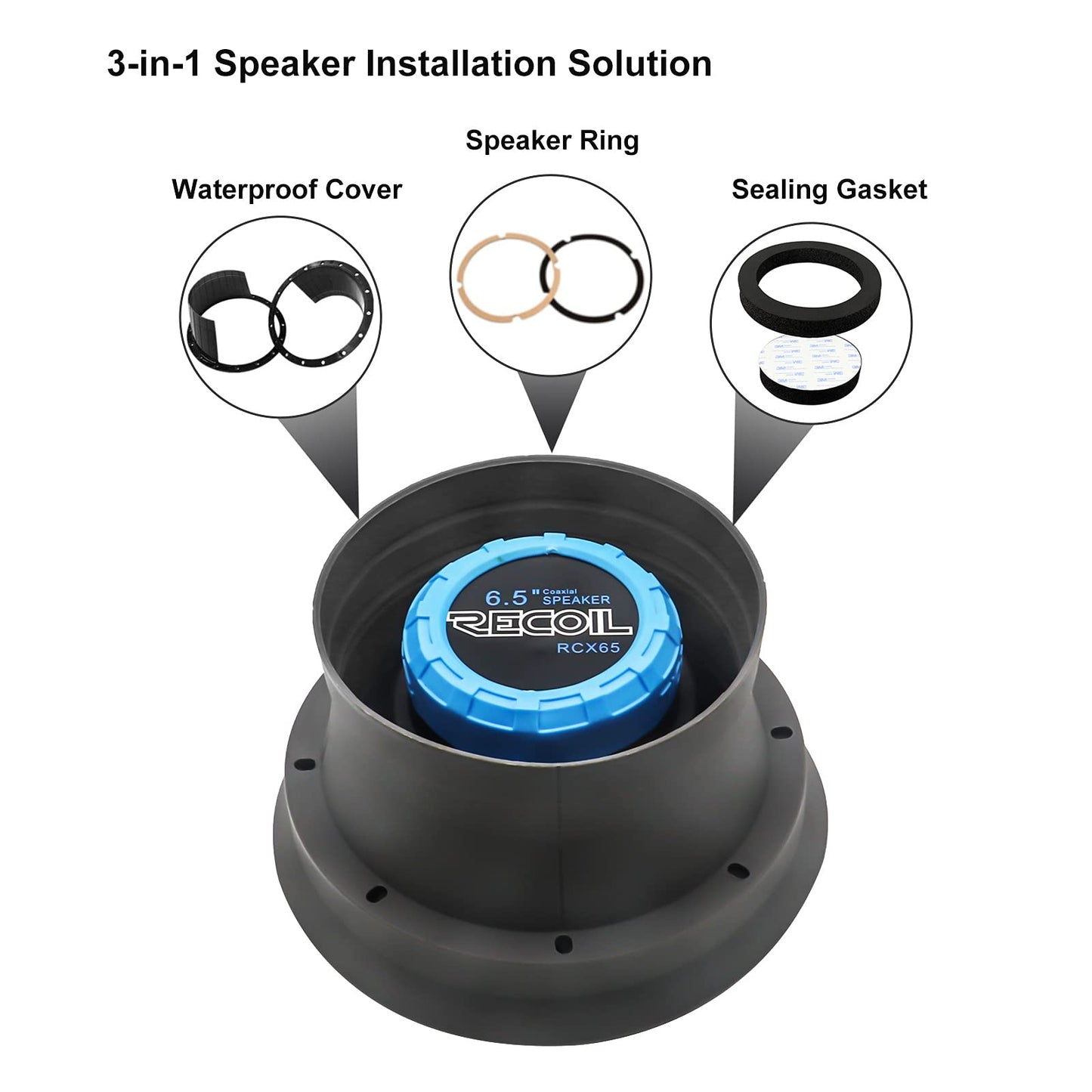 RECOIL SPB65 Foldable Silicone 6.5” Car Speaker Baffle Kits with Egg Crate Foam for Sound Quality Improvement and Speaker Protection Pair