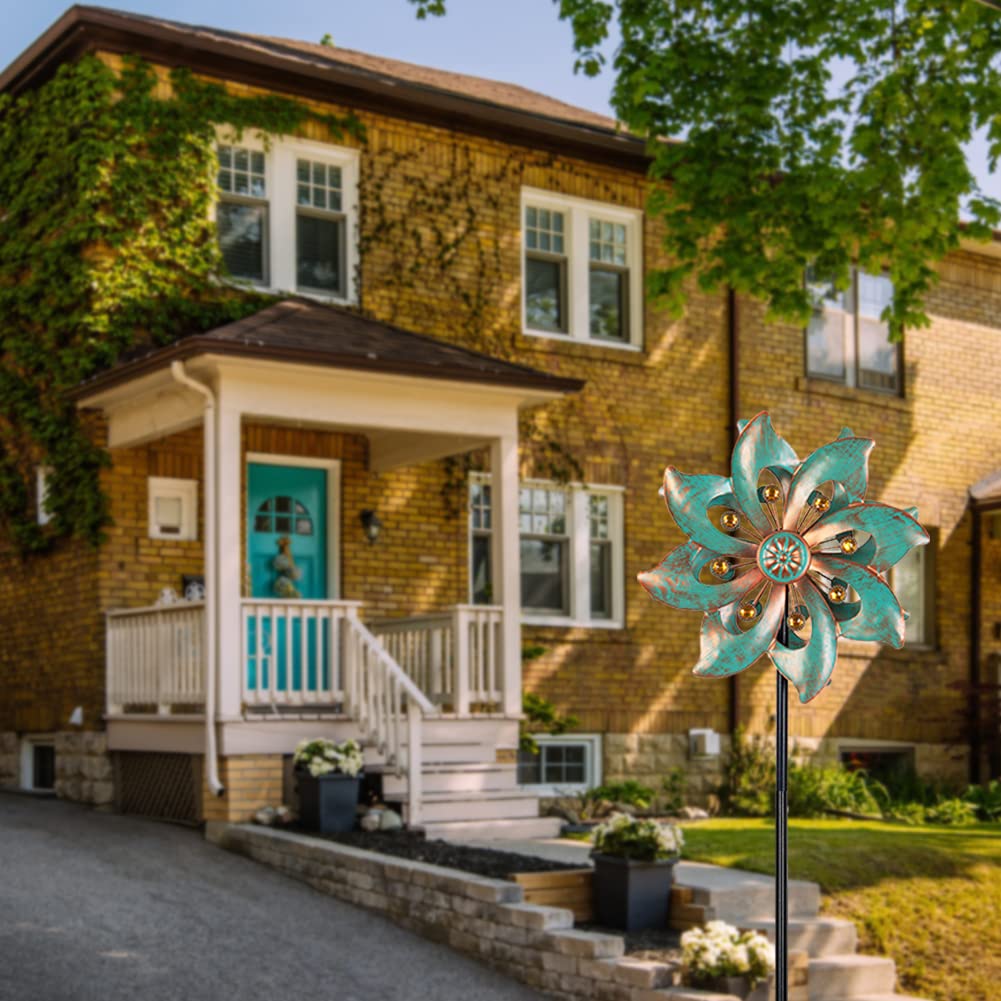 VEWOGARDEN Double Blade Wind Spinners Outdoor Small Garden Decorations, Rustproof Metal Wind Spinner for Patio, Lawn, Pathway, Yard Decor, 94cm * 25cm