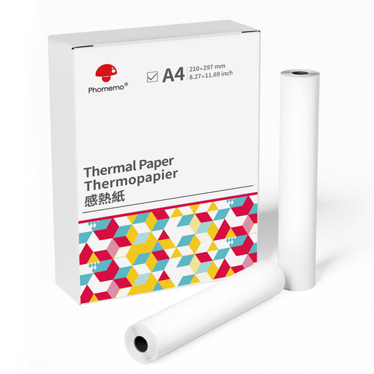 Phomemo A4 Thermal Printer Paper, M832 Printer Paper 8.27"x11.69" Compatible with Zoolion Phomemo Itari JADENS HPRT MUNBYN ASprink M833 M834 M836 MT810 and Other Portable Thermal Printer, 2 Rolls