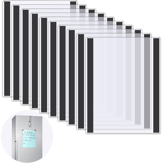 Nufiwra 10 Pcs 8.5'' x 11'' Rigid Magnetic Sign Holders - Clear Plastic Document Frames with Magnet Borders for Letter Size Posters - Perfect for Home, Office, and Store Displays