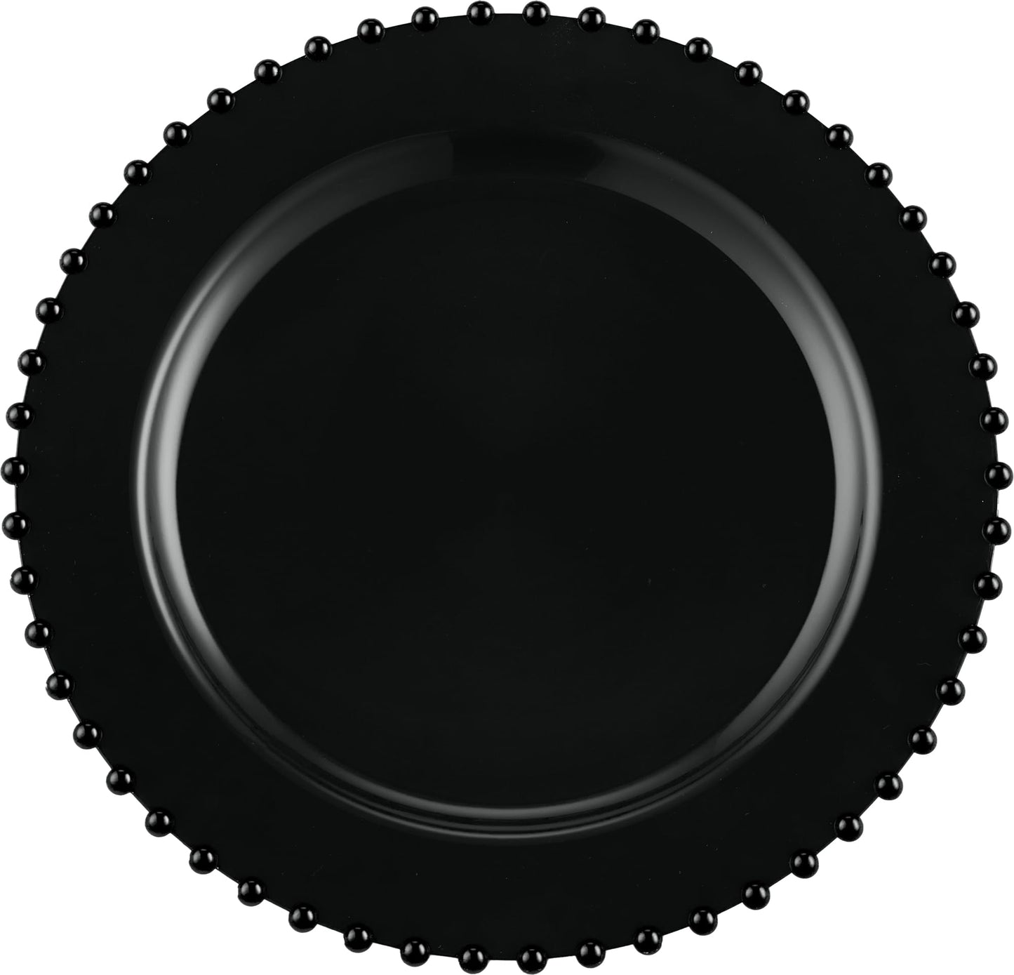 PLASTICPRO 32 Piece Combo Plastic Dinner Plates Disposable Plastic Fancy Heavy Duty Party Dishes 7 inch and 10 inch, Black Beaded