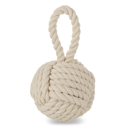 MUXHEL 1 Pcs Rope Decorative Door Stop, 5.9" Dia. Beige Decorative Weighted Door Stop, Nautical Door Stopper for Room Door, Window Wedge and Bookend