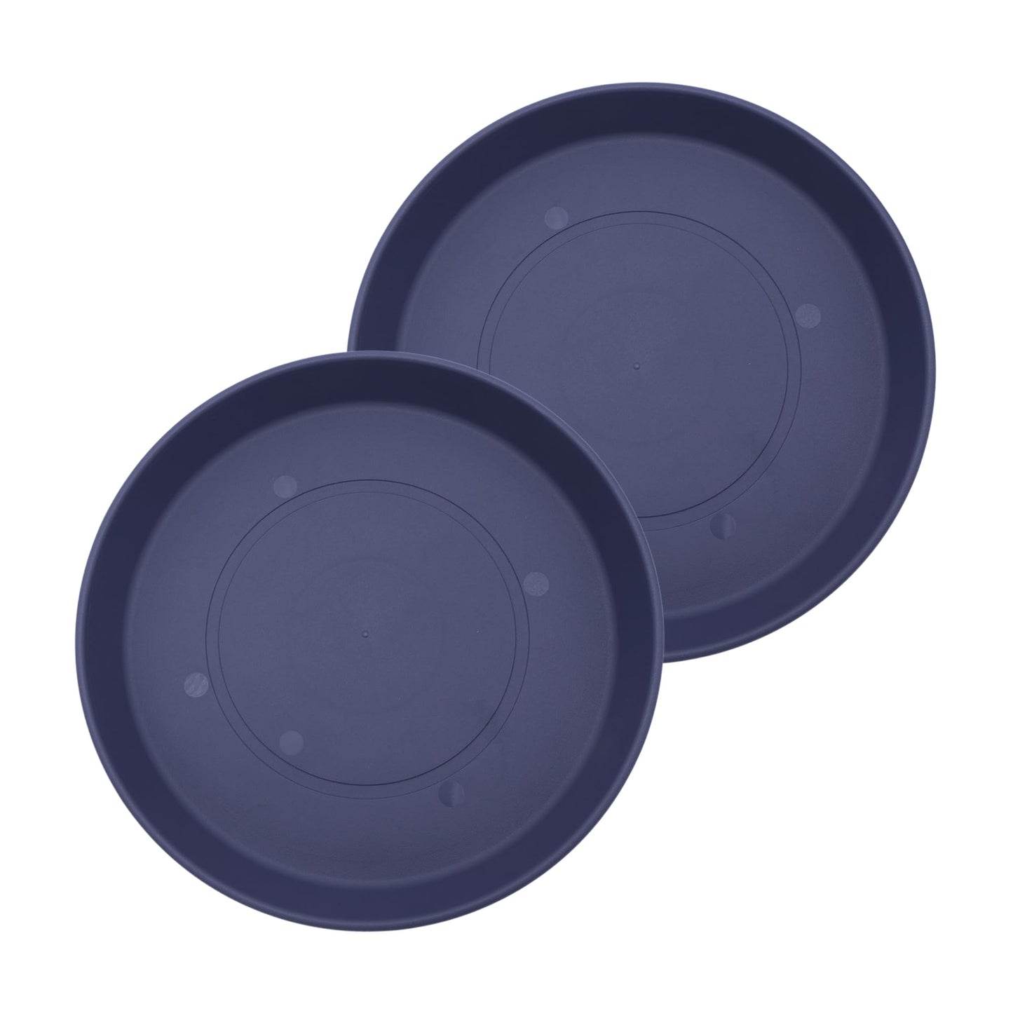 The HC Companies Round Prima Flower Pot Saucers - Plastic Plant Saucer for Outdoors & Indoors - Traditional Plant Pot Trays for Water Drainage -Durable Plant Tray (12-inch Twilight Blue, Pack of 2)
