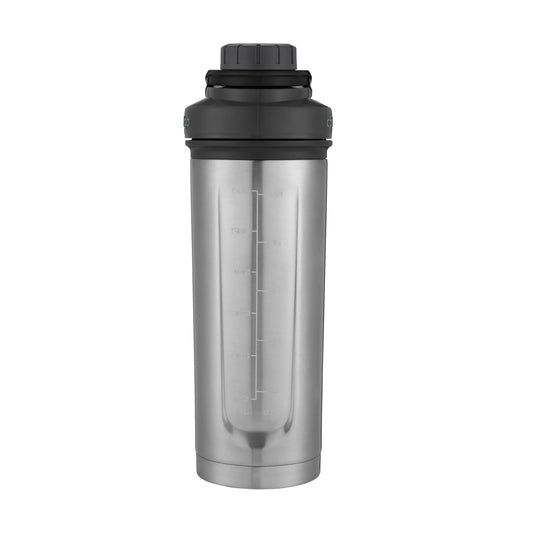 Contigo Fit Shake & Go 2.0 Stainless Steel Protein Shaker Bottle with Leak-Proof Screw Lid, Vacuum-Insulated Mixer Bottle with Whisk and Carry Handle, Grey, 24 oz (709 mL)
