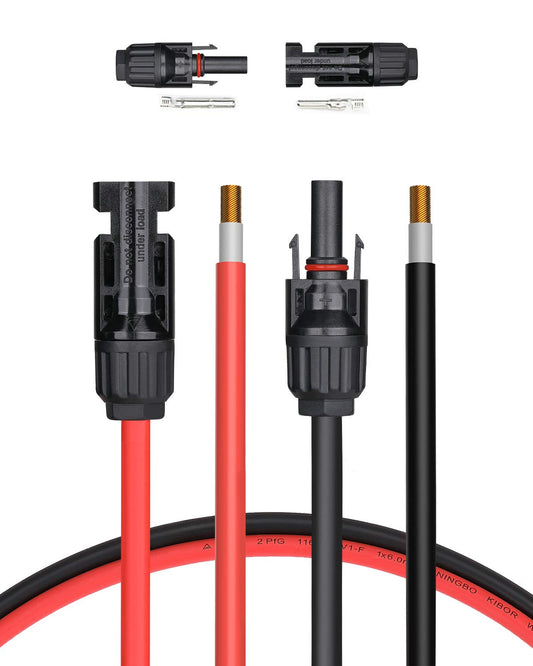 BougeRV Solar Extension Cable with MC4 Female and Male Connector Solar Panel Adaptor Kit Tool (1 Pair) (10FT 12AWG)