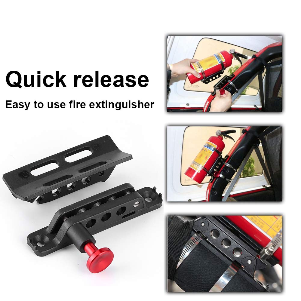 Acouto Extinguisher Mount Extinguisher Holder Mount Bracket Adjustable with 4 Clamps Fit for Sport/JK/Sahara for Polaris for (Red)