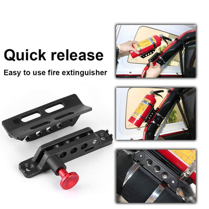 Acouto Extinguisher Mount Extinguisher Holder Mount Bracket Adjustable with 4 Clamps Fit for Sport/JK/Sahara for Polaris for (Red)