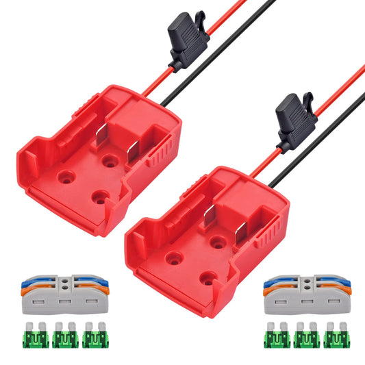 2 Packs Power Whee-l Adapter Compatible with Milwaukee Battery,Runbod 18V Adapter Power Whee-l Battery Converter Kit with Fuse Holder and 30Amp Fuses for DIY, RC Toys and Robotics, Red…