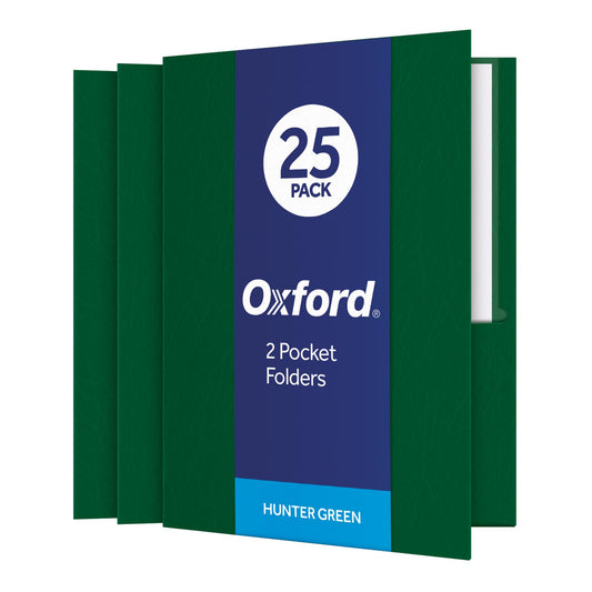 Oxford Twin Pocket Hunter Green Leatherette-Grained Portfolios 25 Count (57556)