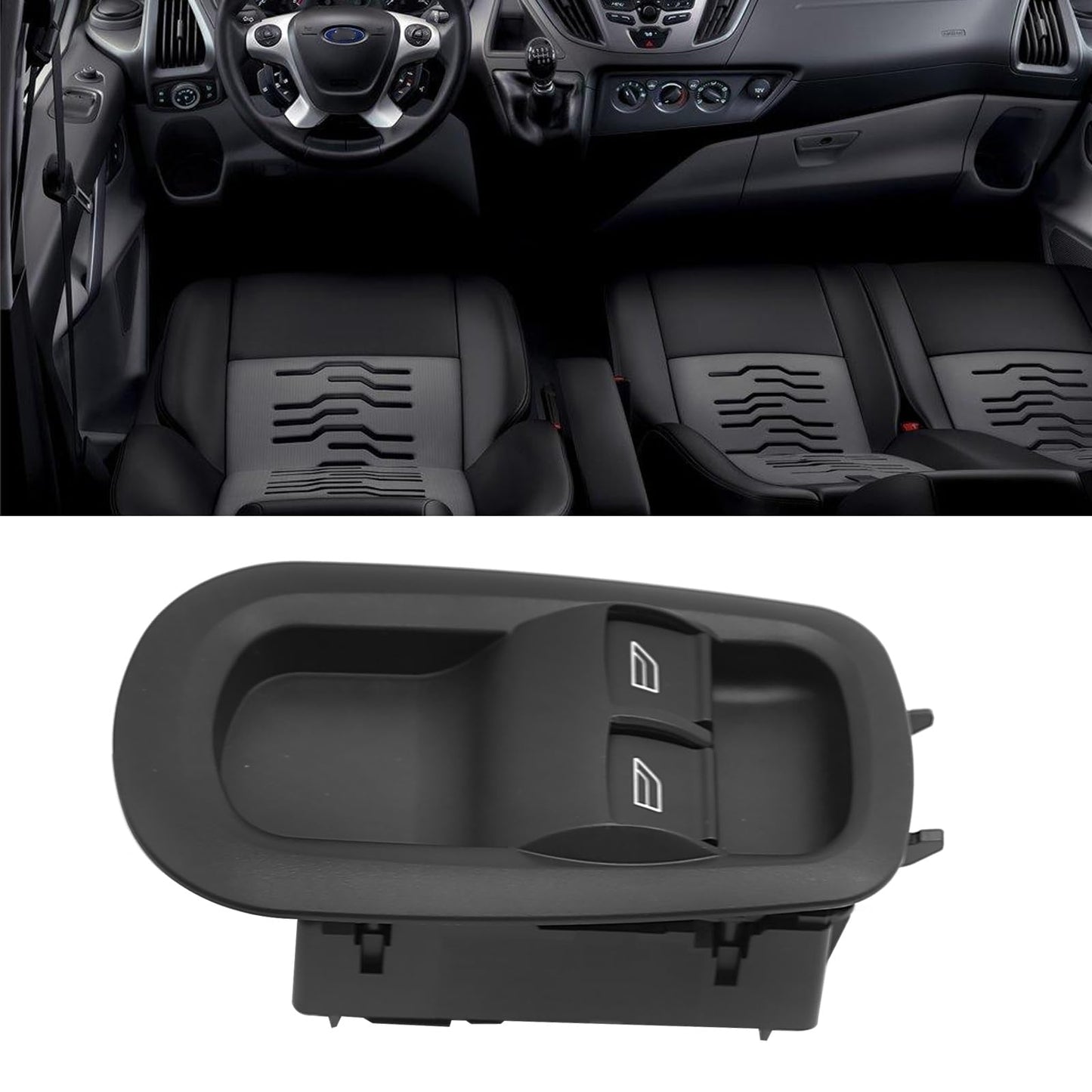 Hoypeyfiy GK2T‑14A132‑CA Left Driver Side Double Window Control Switch Car Electric Power Window Control Switch Replacement for Ford Transit 2014‑2019