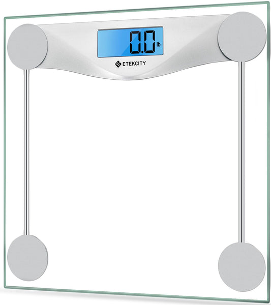 Etekcity Digital Bathroom Body Weight Scale, High Precision Smart Step-on Technology, Tempered Glass, Backlit Display, Body Tape Measure, 400 lb/180 kg