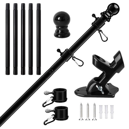6 Ft Flag Pole Poles Outdoor Flags with Kit Mount Professional Stainless Steel Kit Outside House with Heavy Duty Metal Holder Flagpole Mounting Bracket Adjustable Length for Garden House Patio