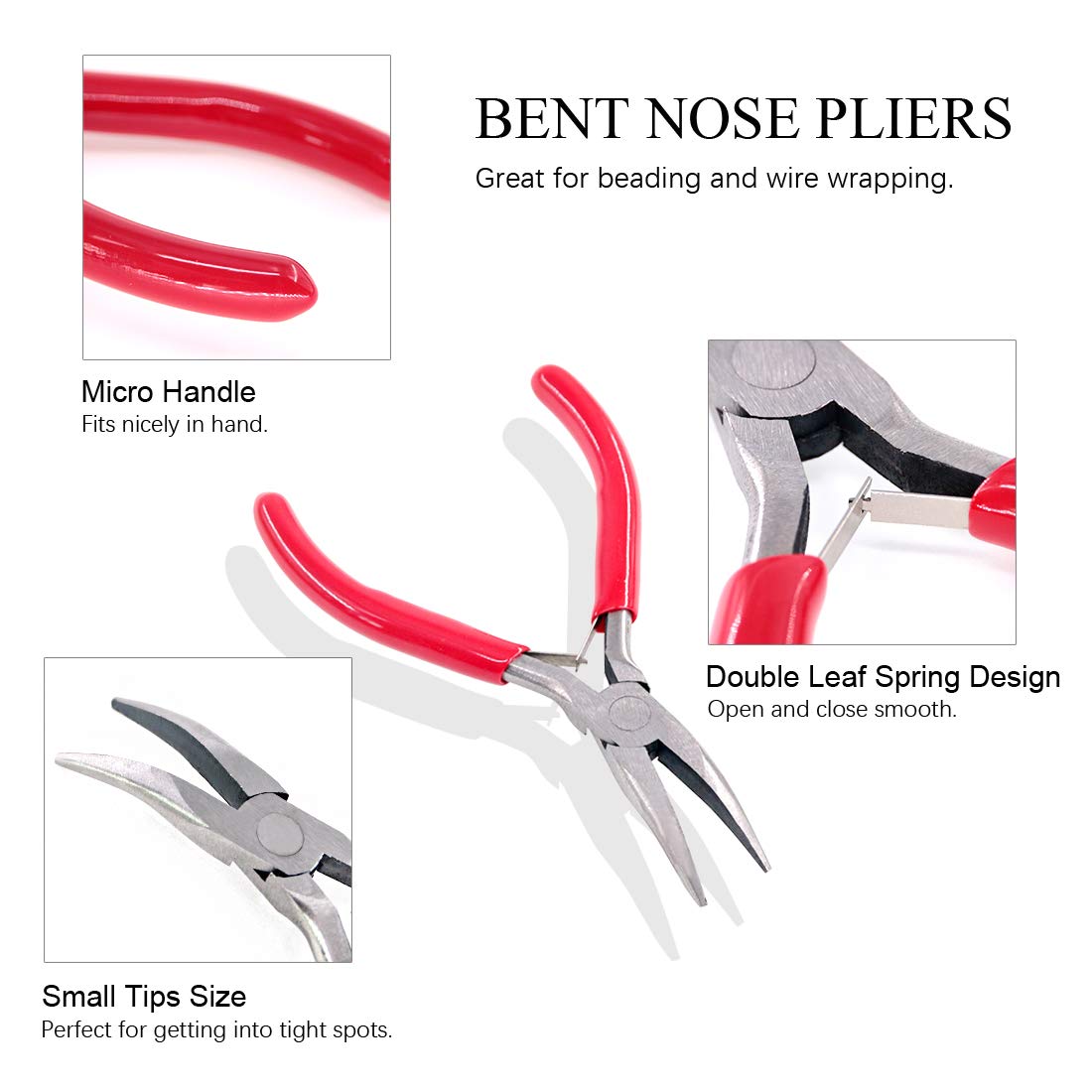 Swpeet 3Pcs Jewelry Pliers Kit: 6-in-1 Bail Making Looping, Nylon Jaw, and Bent Nose Micro Pliers for Jewelry Making and Crafts