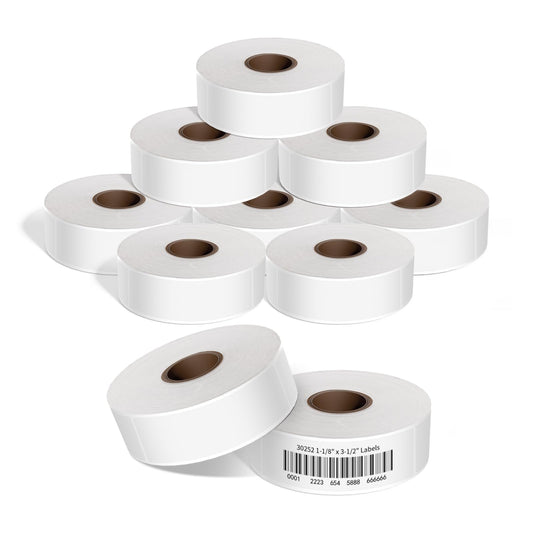10 Rolls LW 30252 Mailing Address Labels 1-1/8" x 3-1/2" (28 x 89mm) Compatible with Dymo 30252 Address Labels Compatible for Dymo LabelWriter 450, 4XL, 450 Turbo, 10 Rolls of 350 (3500 Total)