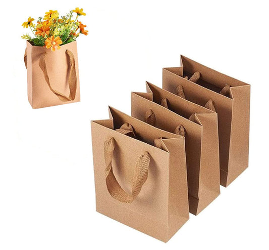 Ousaliyea Kraft Paper Gift Bags: 25Pcs Heavy Duty Paper Bags with Handles 7.9 x 5.9 x 2.4 Inches, Elegant High-end Kraft Paper Shopping Bags Clothing Retail Bags for Gifts Party Christmas(brown)
